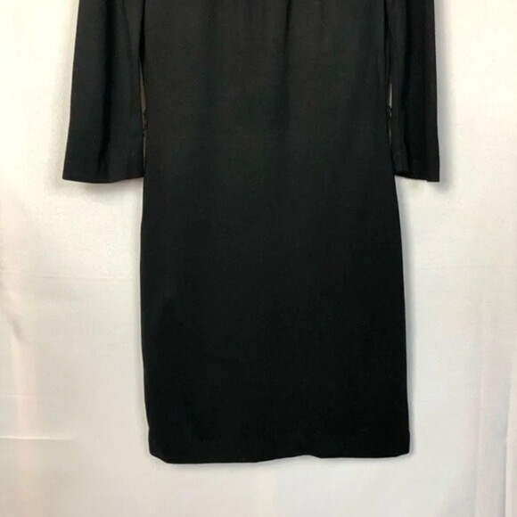 Trina Turk Black Long Sleeve Pleated Neckline A-Line Shift Dress 4 - Picture 5 of 11